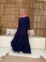 [Dress-2XL-Blue] فستان قطن YANDA (كحلي, 2XL)