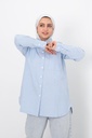 [striped-light blue-2xl] شيميز  مقلم YANDA (لبني, 2XL)