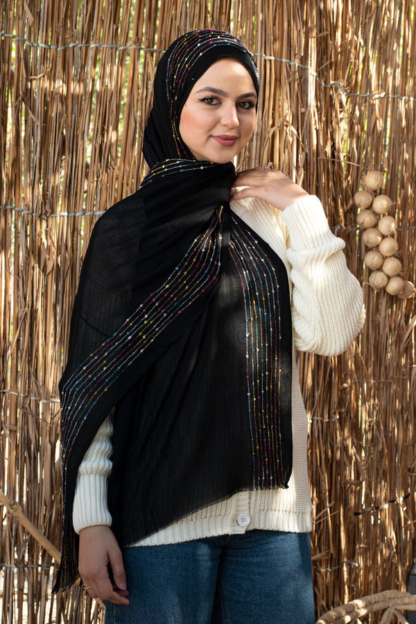 Embroidered cotton scarf