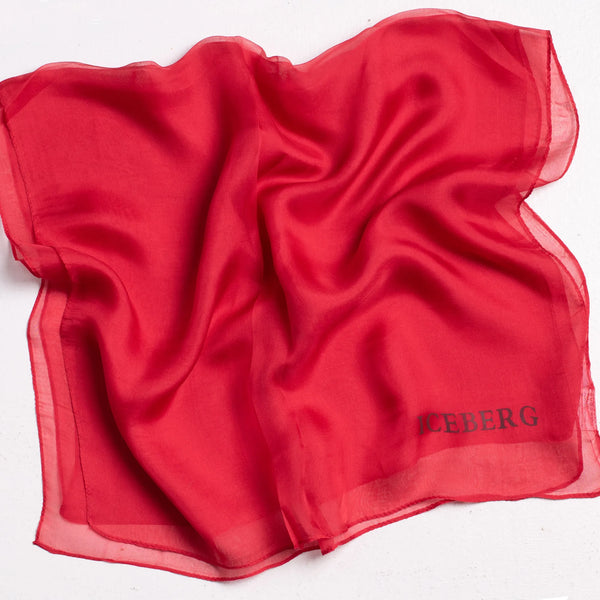 Chiffon scarf, brand name, patterned