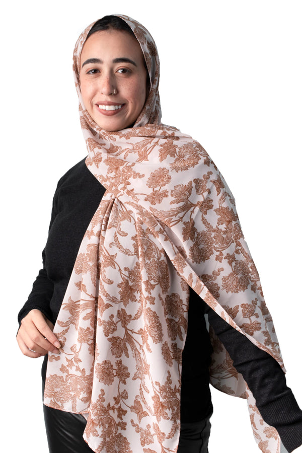 PIANO Floral chiffon scarf