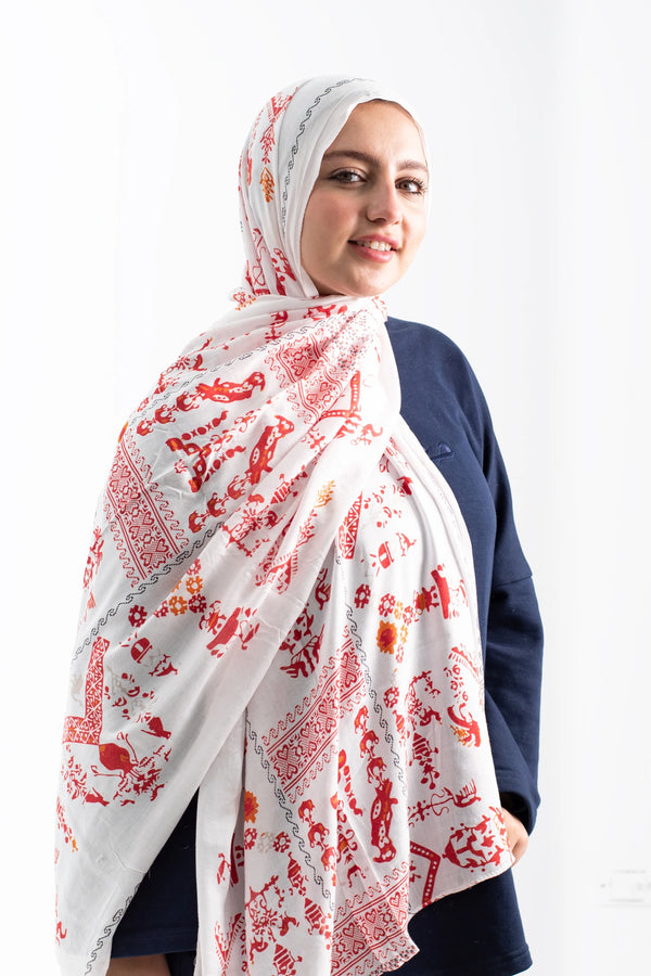 Floral cotton scarf