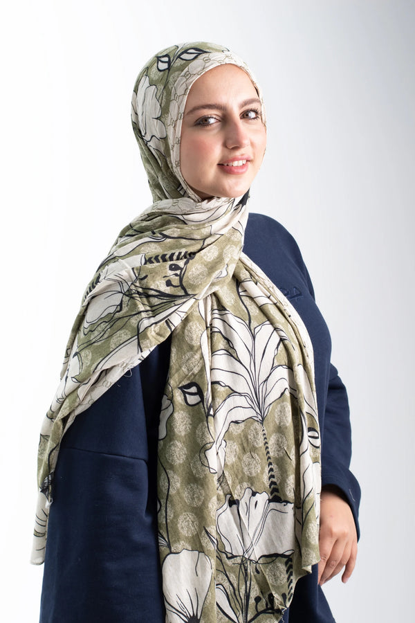 Floral cotton scarf