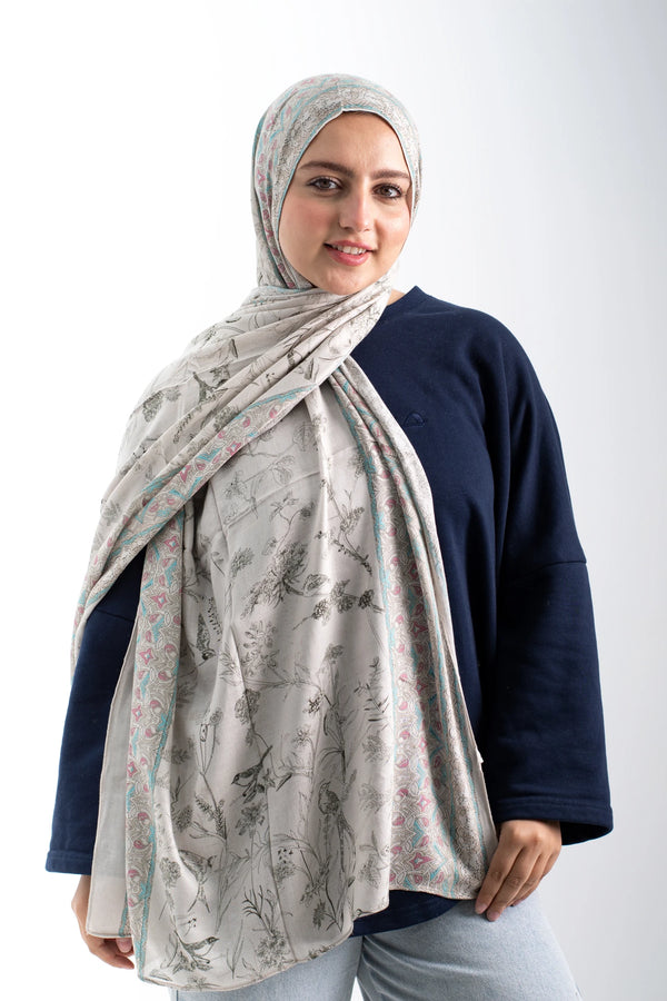 Floral cotton scarf