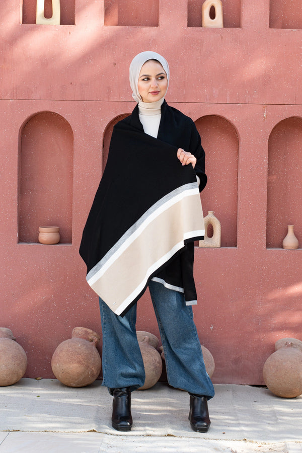 YANDA striped knitted shawl