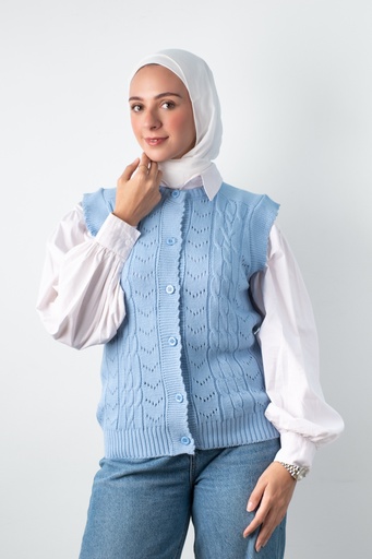 [Wool vest-M-Light blue] ڤيست صوف YANDA (لبني, M)