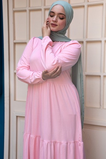 [Dress-XL-Baby Rose] فستان قطن YANDA (بيبي روز, XL )