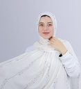[cotton-1250] ايشارب قطن مطرز (اوف وايت١)