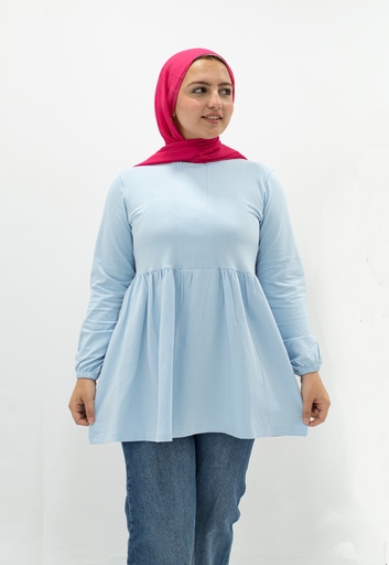 [casual-t-shirt-baby blue-m] تيشرت كاجوال YANDA (بيبي بلو, M)